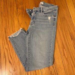LOFT Blue Ankle Cropped Jeans with Distressed Details
